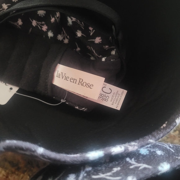 La Vie En Rose Black Floral Print Bra 38C - Picture 4 of 4